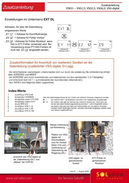 Zusatzanleitung Steuerung UVR63 Volumenstromgeber