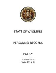 STATE OF WYOMING PERSONNEL RECORDS POLICY