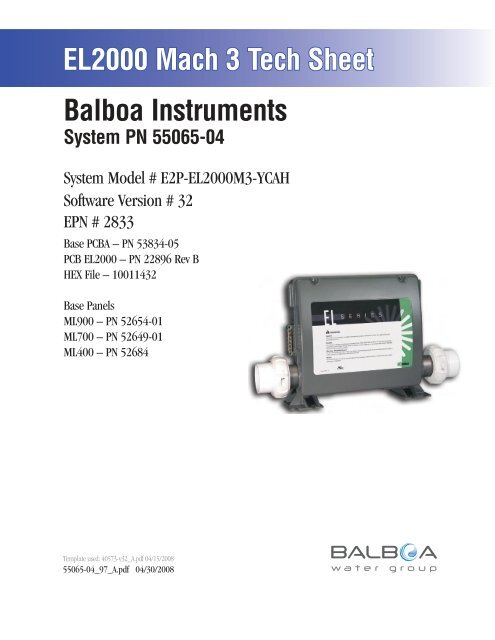 55065-04, E2P-EL2000M3-YCAH - Balboa Direct