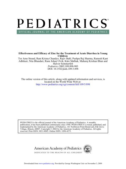 DOI: 10.1542/peds.109.5.898 2002;109;898-903 Pediatrics Halvor ...