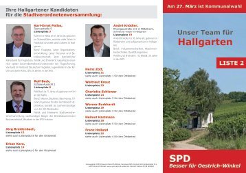 Kandidaten-Flyer zur Wahl des Hallgartener Ortsbeirats