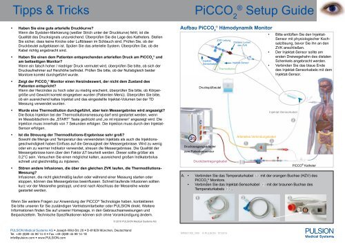 Picco2 Short Setup Guide Pulsion Medical Systems Se