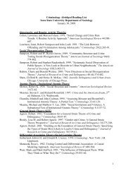 PhD Reading List - Department of Sociology - Iowa State University
