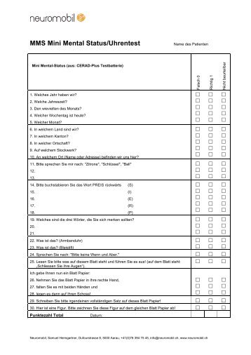 MMS Mini Mental Status/Uhrentest - Neuromobil