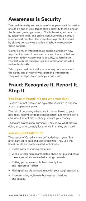 Fraud Awareness Booklet - Servus Credit Union