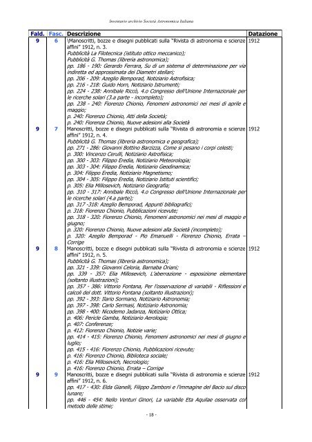 Inventari completi in formato pdf - Osservatorio Astrofisico di Torino