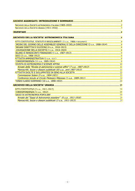 Inventari completi in formato pdf - Osservatorio Astrofisico di Torino