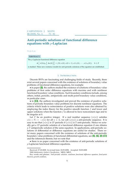 Anti-periodic solutions of functional difference equations with p ...