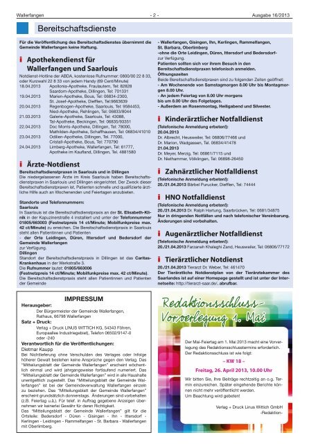 KW 16/2013 - Gemeinde Wallerfangen
