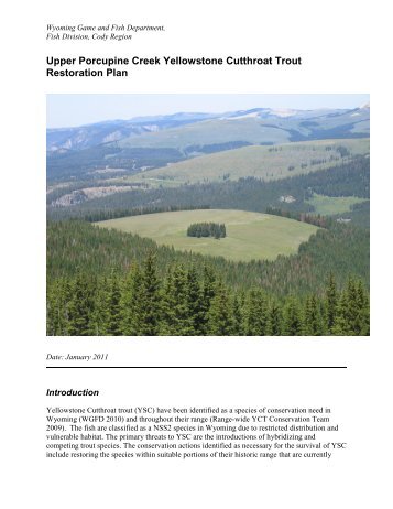 Upper Porcupine Creek Restoration Plan - Wyoming Game & Fish ...