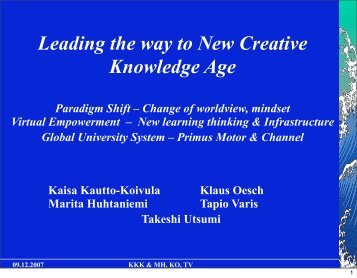 Leading the way to New Creative Knowledge Age - Friends and ...