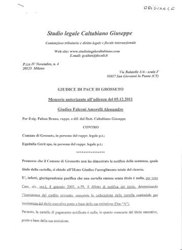 Memoria, del dott. Giuseppe Caltabiano, autorizzata ... - Bruno Falzea