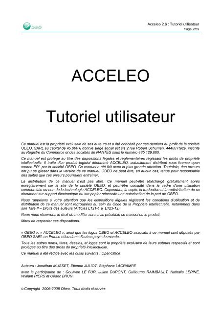 Acceleo 2.6 : Tutoriel utilisateur