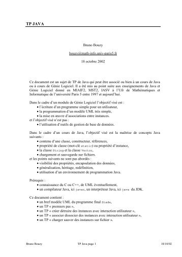 TP JAVA - UFR MathÃ©matiques et Informatique