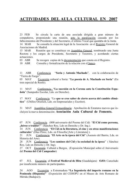 Resumen de actividades 2007 - Ministerio de Fomento