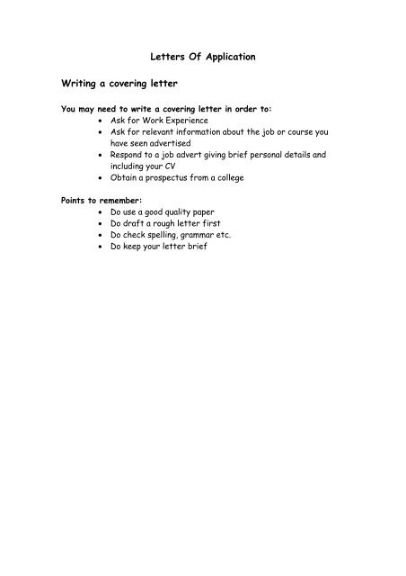Years 10 & 11 How To Apply for Work Experience Write A Letter ...