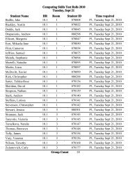 Computing Skills Test Rolls 2010 Tuesday, Sept 21 Student Name ...