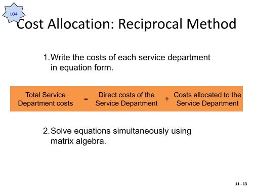 Service Department Cost Allocation - Anna Lee