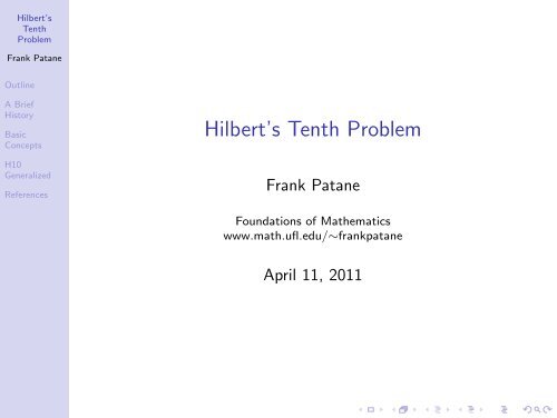 Hilbert's Tenth Problem