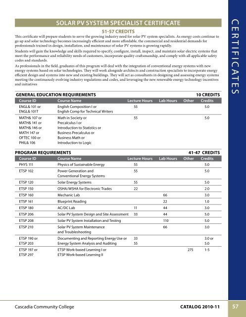 CATALOG 2010-11 - Cascadia Community College