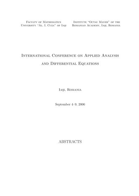 Abstracts - Facultatea de Matematică