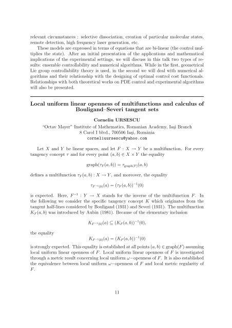 Abstracts - Facultatea de Matematică