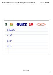 Section 8.1 Laws of Exponents Multiplying Monomials.notebook