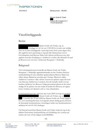 VitesfÃ¶relÃ¤ggande - Lotteriinspektionen