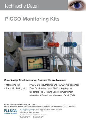 PiCCO Monitoring Kits - PULSION Medical Systems SE