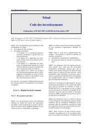 Tchad Code des investissements - IZF