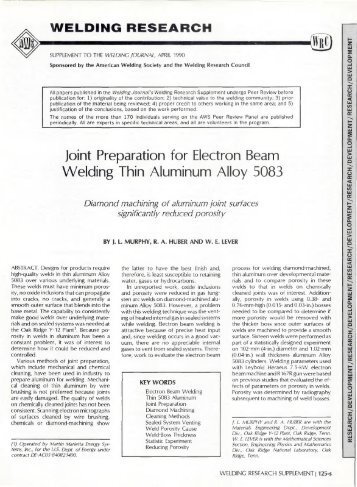 Joint Preparation for Electron Beam Welding Thin ... - Perusion
