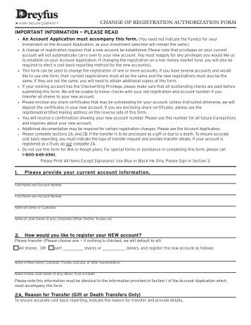 Change of Registration Authorization Form - Dreyfus