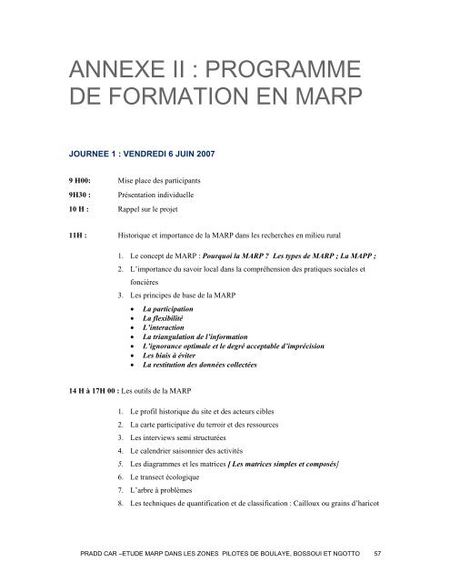 PRADD Rapport d'Etude MARP dans les Zones - Land Tenure and ...