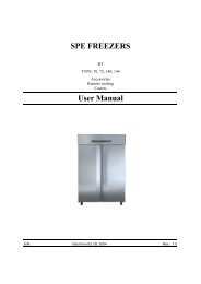 SPE FREEZERS User Manual