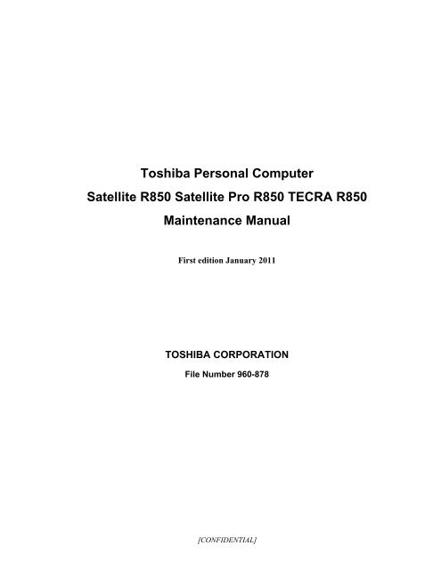 Toshiba Personal Computer Maintenance Manual - Nexicore Services