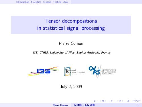 Tensor decompositions in statistical signal processing