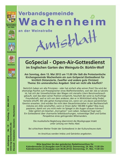 Open-Air-Gottesdienst im Englischen Garten des Weinguts-Dr ...