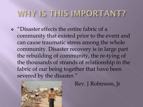 The Role of Spiritual Care in Disasters Presentation