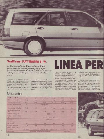 Prenesi PDF testa Fiat Fiat Tempra S. W. - Avto Magazin