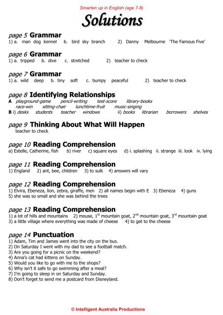 Reading Comprehension - Australian Teacher