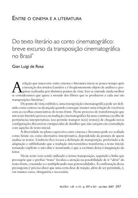 Literatura e cinema: uma leitura do feminino na transposição