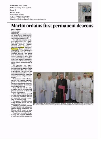 Lecturer Gabriel Corcoran ordained as deacon - Update - Dublin ...