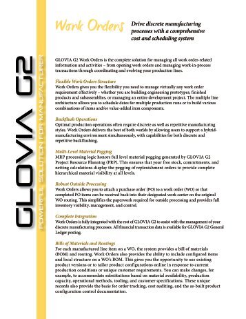 Work Orders - Glovia International, Inc.