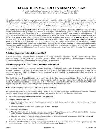 Unidocs Hazardous Materials Business Plan ... - City of Oakland