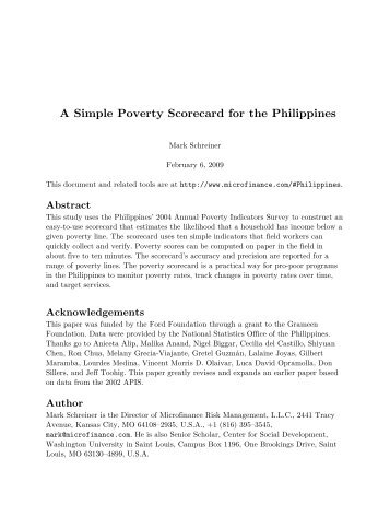 A Simple Poverty Scorecard for the Philippines - About the Philippines