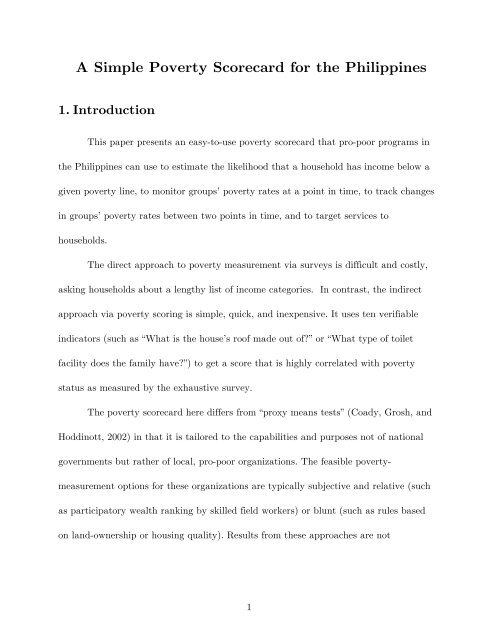 A Simple Poverty Scorecard for the Philippines - About the Philippines