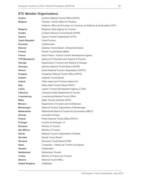 EUROPEAN TOURISM 2010 â Trends & Prospects - VisitBritain