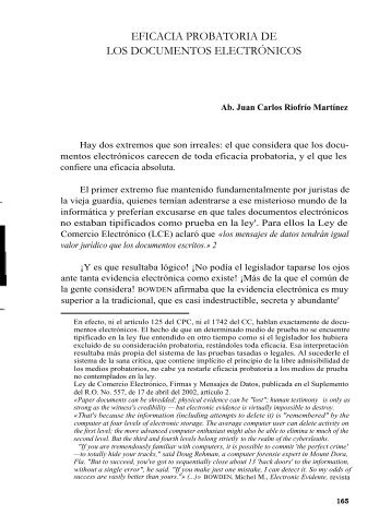 eficacia probatoria de los documentos electrÃ³nicos - Derecho Penal ...