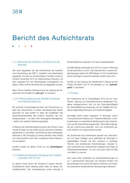 Geschäftsbericht 2010 - PULSION Medical Systems SE