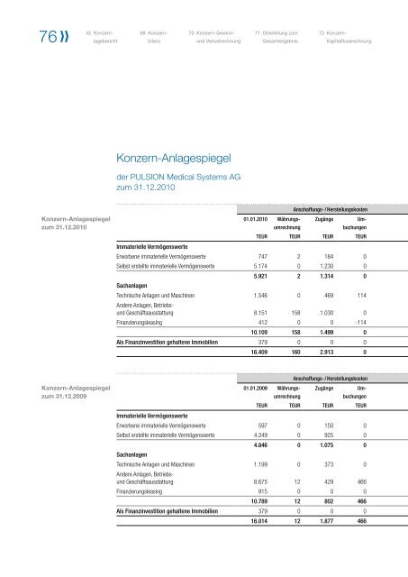 Geschäftsbericht 2010 - PULSION Medical Systems SE